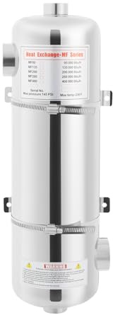 DIFU 60 kW Edelstahl Schwimmbadheizer 485 x 134 mm Heat Exchanger ThermostatWärmetauscher Pool Schwimmbadwärmetauscher Poolwärmetauscher Solar Heizung