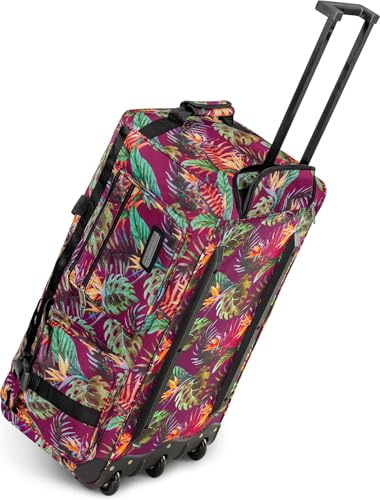 normani Reisetasche 80 L Reise-Trolley Jumbo XXL Big-Travel mit 3 Rollen und großem Hauptfach - riesig, Leichter und Stabiler Trolley Jungle XXL
