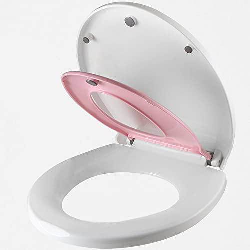 MANY Universal-Toilettensitz Mit Kindersitz Toilettendeckel Mit Absenkautomatik Wc Sitz Klobrille Verdicken Klodeckel Qualitätsscharnier(Pink,V Type)