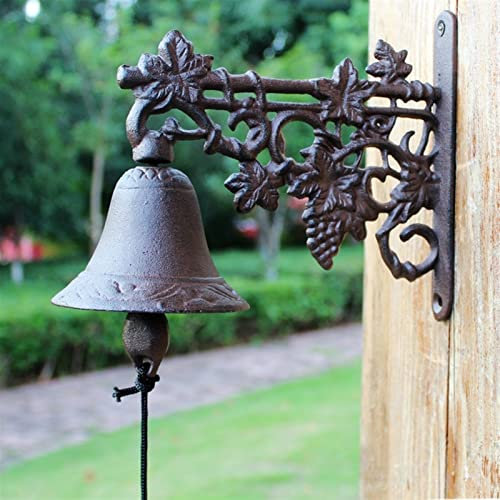 HEPPPP Weinrebe Gusseisen Wandmontage Hand Cremebing Bell Vintage Handgemachte Haus Garten Dekor Rustikal Eisen Welcome Türglocke Mahlzeitglocke (Size : 23.8x10.5x20.5cm)