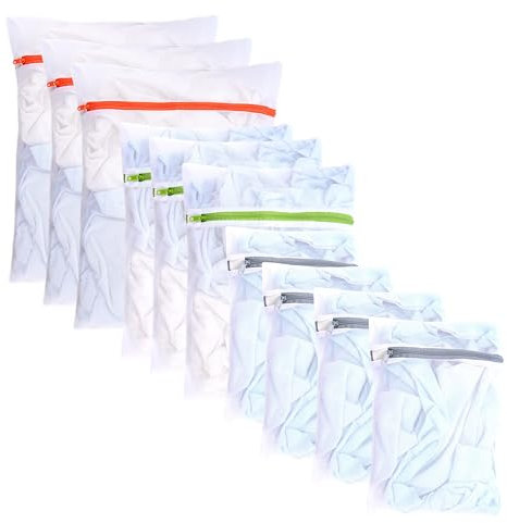 Set di 10 reti per la biancheria, in diverse misure, con chiusura lampo (10 mix)