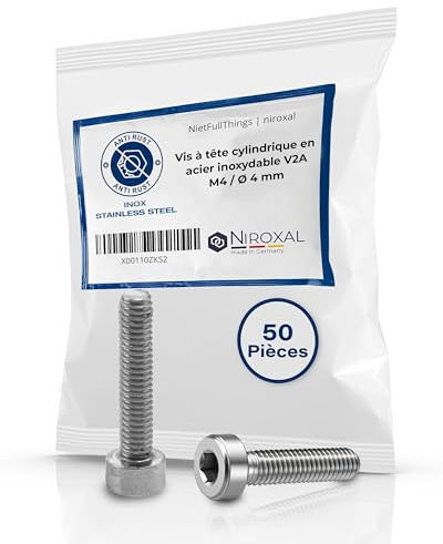 Edelstahl Zylinderkopfschrauben M4 (4 mm) V2A rostfrei DIN 912 / ISO 4762 | Innensechskant Schrauben | 16 mm Vollgewinde | Länge 16 mm | 50 Stück