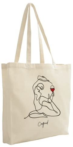 Cesped Jutebeutel Bedruckt - Stoffbeutel - Stofftasche - Baumwolltasche 100% B38 x H42 x T10 cm- Tragetasche Canvas 220 g/m2 - Einkaufstasche Lange Henkel 70cm - Einkaufsbeutel - Baumwollbeutel