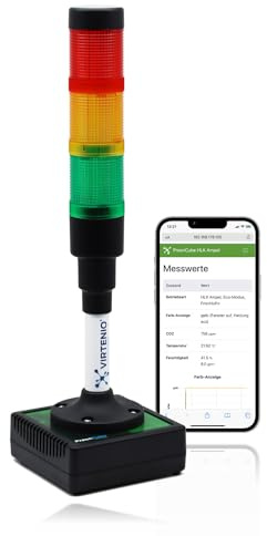 PreonCube HLK Ampel Heiz- & Lüftungsassistent | 360° Ampel, 34cm, CO2-Sensor, Temperatur-Sensor, Luftfeuchtigkeitssensor, Aktivierbarer Warnton, WLAN, Made in Germany
