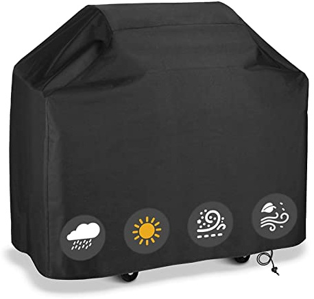 Grillabdeckung Wetterfest, Staubdicht BBQ Abdeckung, 147x61x117cm, Schwarz | 210D Oxford Grillschutz, Gasgrill Grillabdeckung Regendicht, Für den Außenbereich Grillrost, Grill