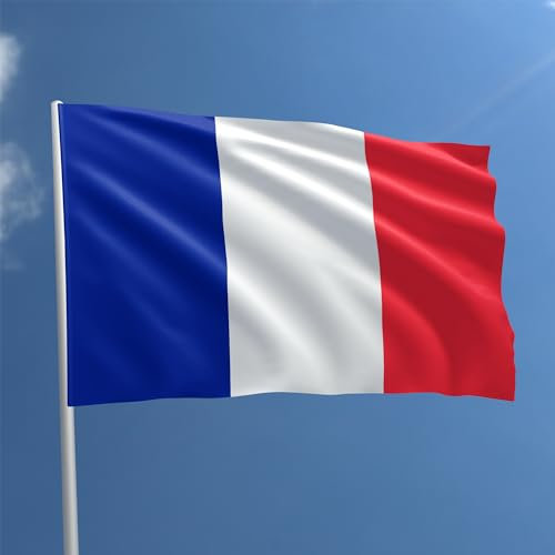 Drapeau français 90 x 150 cm Drapeau France Polyester avec Passant Pour La Tige Résistant aux Intempéries Couleur vive et Convient pour une utilisation intérieure et exté