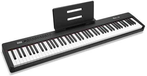 Rosen P21 Halbgewichtete Tastatur 88 Tasten Anfänger Digitalpiano, tragbares E-Piano mit Sustain Pedal und Netzteil, schwarz
