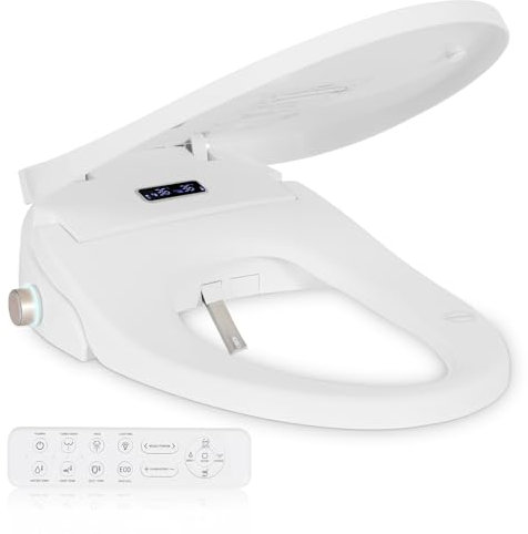 Sedile WC bidet, adatto per WC allungati, sistema di ugello, controllo remoto temperatura dell'acqua regolabile, bidet ad alta efficienza energetica con facile installazione