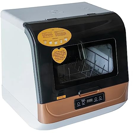 CHANGLKJ Lavavajillas De Encimera, Lavavajillas Pequeño con Función De Secado Al Aire Y Temperatura Alta De 75 ℃, 3 Programas De Lavado Y Ciclo De Limpieza con Rociador De 360°, para Dormitorios