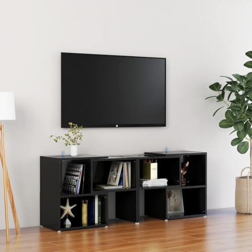 LLEZKBR Meuble TV en bois laqué noir brillant 104 x 30 x 52 cm