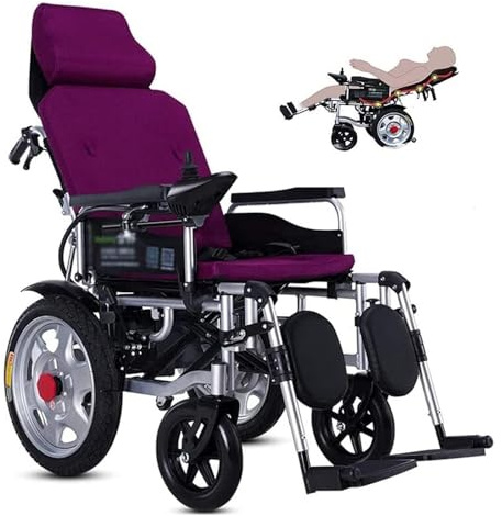 Electric Wheelchair Lightweight Foldable Disabled Scooter with Full Reclining High Back, 20A Travel Mobility Aid for Disabled, Lightweight Folding Chair