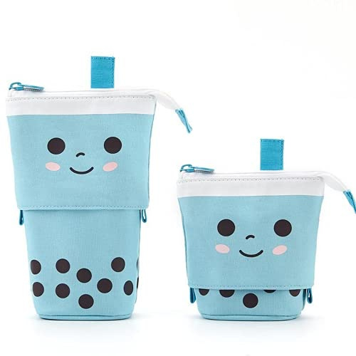 TQVLNMCR Kawaii Cartoon Federmäppchen, Back to School Supplies Briefpapier, japanische süße Bubble Tea Stehende Federmäppchen Federmäppchen(D)