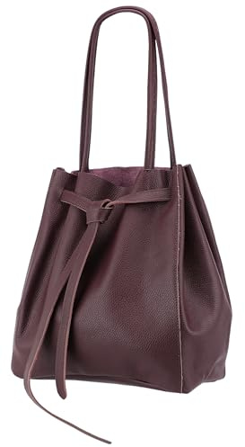 SH Leder ® Damen Echt Rindleder Shopper mit schleife und Innentasche in vielen Farben Schultertasche Henkeltasche 29x33cm Sandra G535