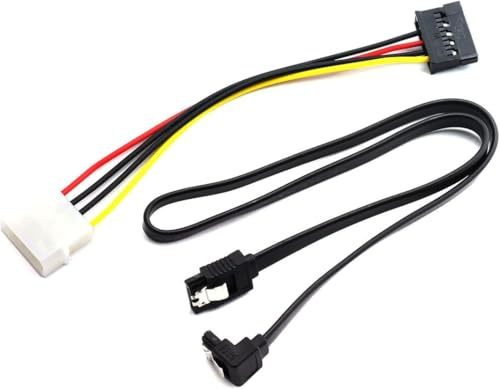 HJTOOK 1 cable adaptador de alimentación IDE Molex macho de 4 pines a SATA hembra de 15 pines + 1 cable de datos de disco duro SATA III de 6.0 Gbps para DIY Molex a SATA fuente de alimentación HDD