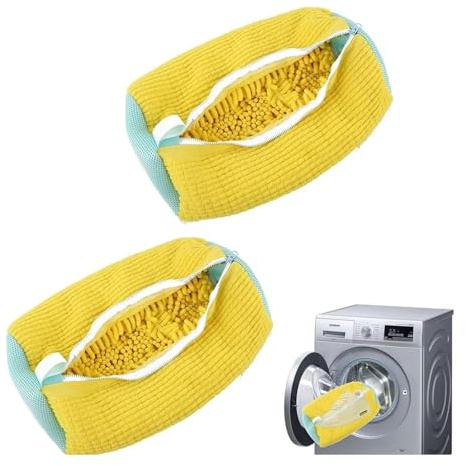 2 Stück Schuhwaschbeutel Waschmaschine, Sneaker Waschbeutel, Wiederverwendbarer Waschbeutel, Schuhe Waschbeutel, Geeignet für Sportschuhe und Tennisschuhe, Gelb