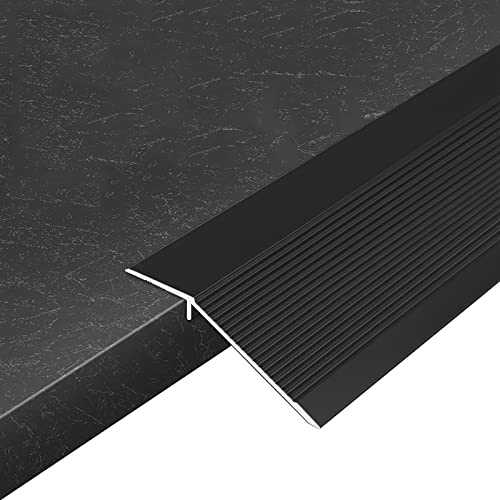 Tira reductora de aluminio resistente de madera a baldosa para suelo de entrada, color negro, 130 cm