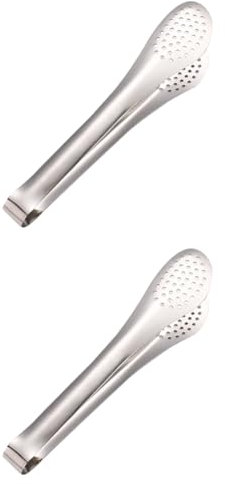 2 Stk lebensmittelzange aus edelstahl eiswürfelzange küchenzange spargelzange wurstzange fischzange nudelzange BBQ-Zange Grill Steak Kochzubehör Food-Clip Buffet Rostfreier Stahl