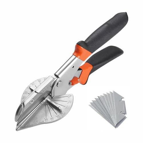 Gehrungsschere, Kabelkanal Schere, Verstellbar 45-135 Grad | Multi-winkel Gehrungsschere Mit 10 Ersatzklingen, Für PVC, Holz, Gummi, Multi Angle Miter Shear Cutter, Gehrungsschneider