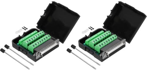 sourcing map D-sub DB9 - Conector de placa de conexión con funda, 9 pines, 2 filas, puerto hembra, adaptador de bloque de terminales sin soldadura, paquete de 2