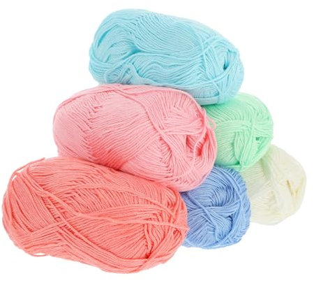 KONTONTY 6 Rolls Crochet Yarn Kit Cotton Yarn Knitting Thread for Household DIY Projects