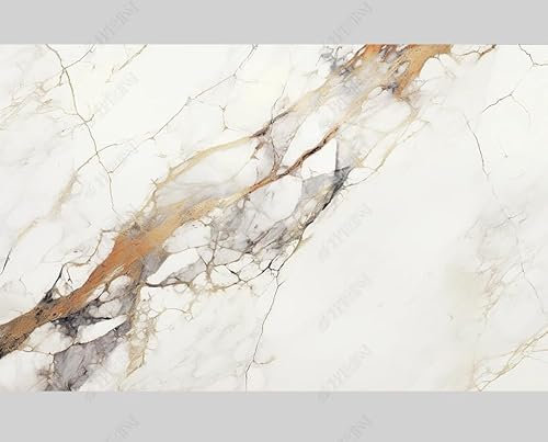 MZOwallpaper Papier Peint Intissé Marbrage Blanc Poster Tableaux Muraux Tapisserie Photo Trompe L'Oeil Salon Chambre Art Mural 400Cm(L) X280Cm(H)