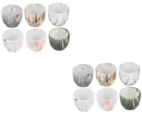Yardwe 2 Sätze Blumentopf Aus Marmor Pflanzen Saftige Töpfe Baumtopf Terrakotta Körbe Untertasse Außen Trog Gartentöpfe Opa Groß Anlage Im Freien Keramik 6 Stück * 2
