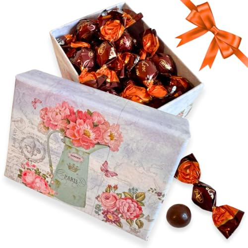 Idee Regalo con Cioccolatini - Festa della Donna - Festa della Mamma - Pasqua - Festa Del Papà - Scatola a Tema Floreale + 90Gr Cioccolatini Cereali Cioco Croc (Mini, Cereali/Cioco Croc)