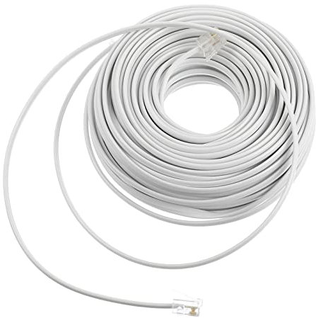 TEHAUX Cavo Di Estensione Telefono Rj11 6P4C 20 Metri Bianco Per Casa