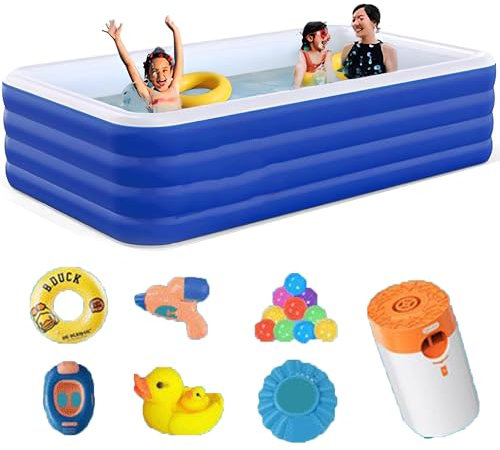 WuDLi Inflatable Paddling Pool,Inflatable Swimming Pools,With water play toys and inflatable pump for Outdoor Garden Backyard Water Fun(71 x 55 x 24 in)