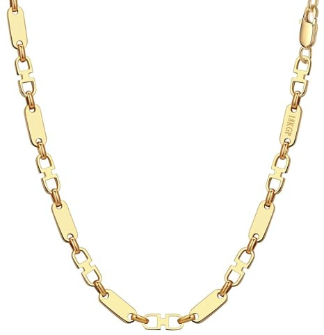 DJADEE Reflection Herren Kette Edelstahl 316L Gold 750 18 Karat PVD vergoldet Wasserfest Hypoallergen Hochglanzpoliert Anlaufgeschützt 18 Karat gestempelt (Gold, 5 mm x 60 cm)