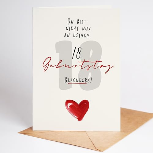 Lovely Cards - Geburtstagskarte 18. Geburstag Mädchen Junge - Geschenk zum 18ten - Karte 18 Geburstag Frauen - Glückwunschkarte zum 18. Mädchen Karte (DIN-A6)