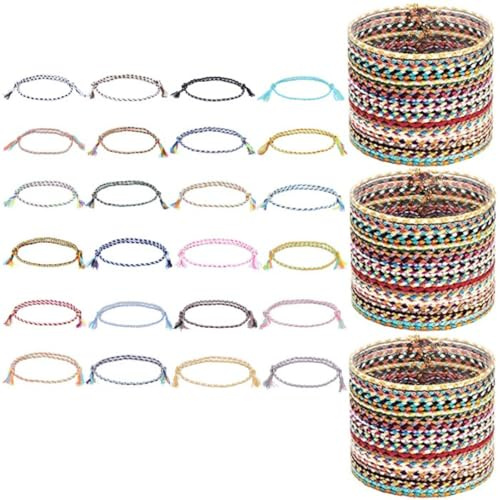 24 pcs braccialetti amicizia Fatti a Mano con Corda Boho Braccialett Colorati Intrecciati I ragazzi e le ragazze lo regalano ad amici, amanti o persone importanti come testimonianza di amicizia