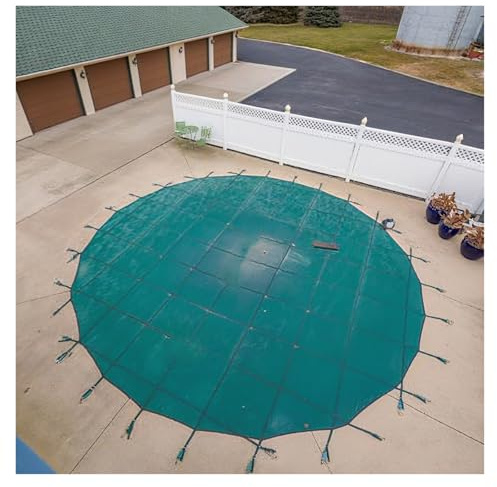 JYHHCYS cobertor Piscina Cubierta Redonda para Piscina De Invierno, Resistente, Malla Verde Protector De Piscina De Invierno con Herrajes para Piscinas Enterradas(22ft/6.7m)