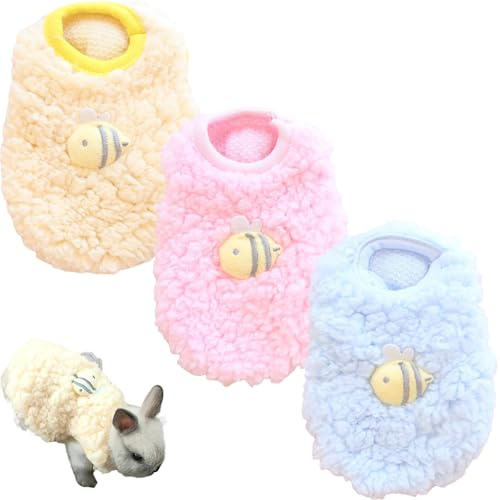 3 suéteres para Perros pequeños, suéter de Invierno cálido de Lana Coral para Perros pequeños con Lindo patrón de Abeja, Ropa de Chihuahua para Mini Extra recién Nacidos