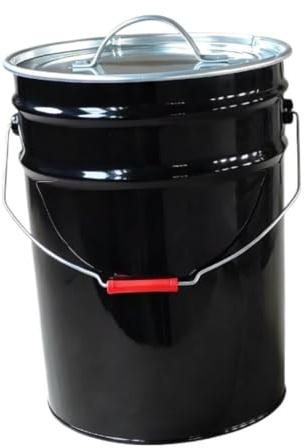 DANNMPX Cubo Basura Contenedor De Basura Industrial Hierro 25 litros For Interiores Y Exteriores con Tapa Asa para Cocina(Black)