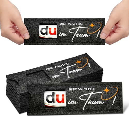 Du bist wichtig im Team - Filzhüllen für Schokolade ohne Schokolade - Kollegen Geschenke für Arbeit Kollegen Mitarbeiter Rücktritt Ruhestand (du bist wichtig im Team 10 Stück schwarz)