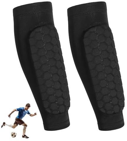 MBAIYO Schienbeinschoner, 1 Paar Fußball Schienbeinschoner für Jugendliche und Erwachsene, Wadenkompressionsmanschetten mit Wabenpolstern, Atmungsaktives rutschfest Nylon-Spandex(M)