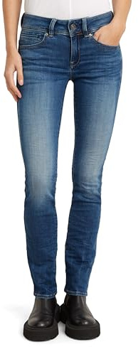 G-Star Women's Midge Saddle Straight Jeans, Multicolour (medium indigo aged D07145-8968-6028), 28W / 30L