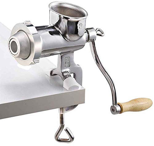 CGOLDENWALL Manual Meat Grinder Household Hand Crank Meat Grinding Machine 420 Stainless Steel Small Mince Mill Grinding Tools For Vegetables/Pepper/sausage (Flat Head+ Grinding Function+Juicing Head)