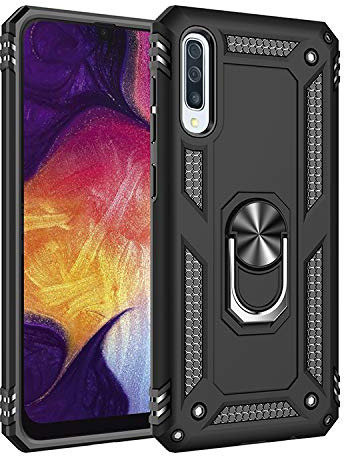 BestST Fodral för Samsung Galaxy A30S/A50S/A50 Skal Skydd Skal Rustning Dual-Layer Hårt Skyddshölje Skal Rustning Stöttålig Förstärkning Omslag, Deluxe Special Edition, Svart