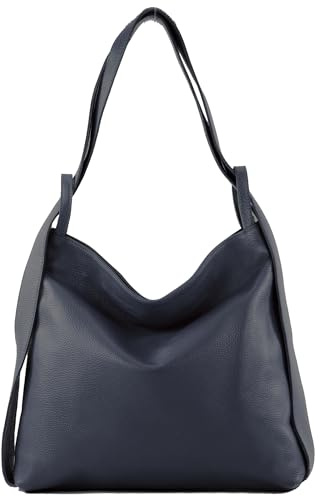 modamoda de T192 Damen Leder Rucksack Schultertasche, 40 x 37 x5 cm, Groß, handmade in Italy