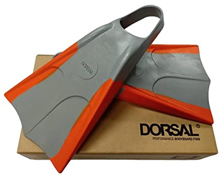DORSAL Bodyboard Bodysurfing Floating Swimfins (Flippers) Grey/Orange X-Large - Mens US Size 12 - 13
