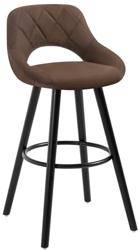 WOLTU Barhocker, Hocker mit Lehne, aus Holz Stoffbezug, Dunkelbraun | Barstuhl mit Fußstütze, Küchenhocker Thekenhocker, für Bar Küche Theke Restaurant Café
