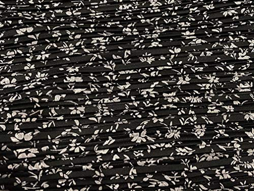 Plissee-Stoff mit Blumenmuster, Meterware, Schwarz und Weiß
