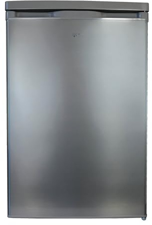 Igenix IG255X Freestanding Under Counter Larder Fridge with 2 Adjustable Glass Shelves, 1 Salad Drawer with Shelf On Top, Reversible Door, 127 Litre Capacity, 55 cm Wide, Inox