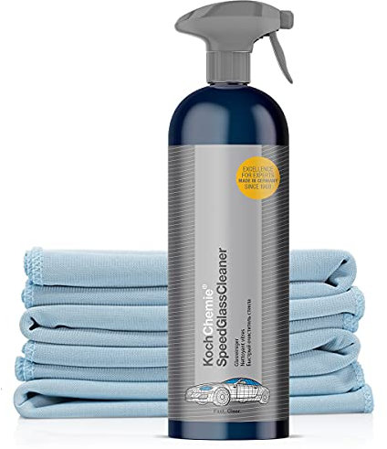 detailmate Glasreinigung Set: Koch Chemie Speed Glass Cleaner - Auto Fenster Glasreiniger mit Lotuseffekt 750ml + 3x detailmate Mikrofasertuch zur Glas Reinigung
