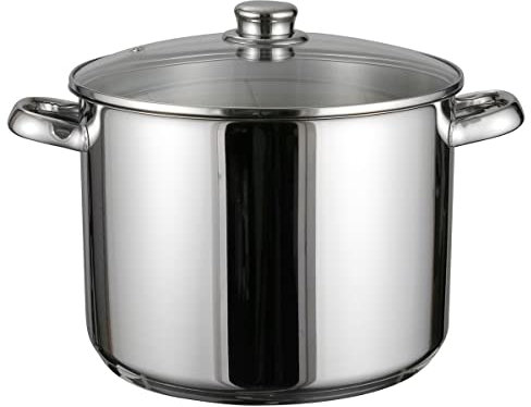 Gravidus Edelstahl Universaltopf mit Glasdeckel 10 Liter Induktionsgeeignet - Klassischer 24 cm Kochtopf mit Skala und Kapsel-Thermoboden