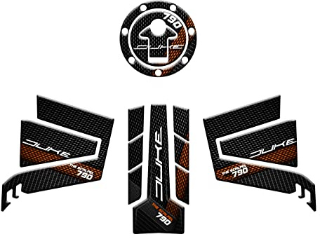 Tankschutz-Set, seitliche Schutzabdeckungen, Kappenschutz, geharzt, 3D-Effekt, kompatibel mit KTM Duke 790 The Scalel (Schwarz v1)