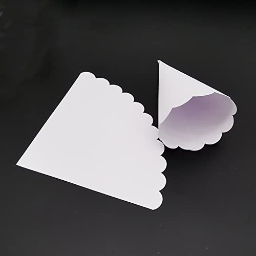 RUIYWEN 50 Stück Konfetti Hochzeit Papier Kegel mit Doppelseitigem Klebeband Papierstrauß für Süßigkeiten Schokolade Blütenblätter Party Dekoration (Weiß)