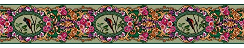 Guest Ruyunlai 10cm X 1000cm Tapete PVC Bordüre Selbstklebend Wandbordüre Klebefolie Küche Fensterbank Folie Tapeten Badezimmer Dekoration Bordüren grüne Elster rosa Rose